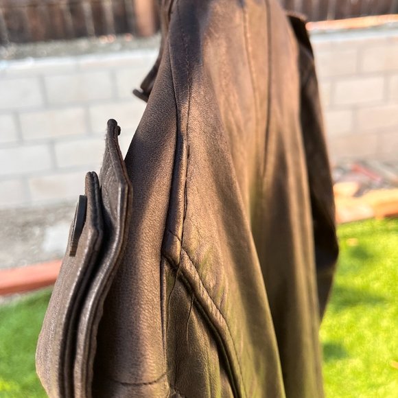 Full Circle Men's Brown Leather Jacket Size L - Picture 7 of 8